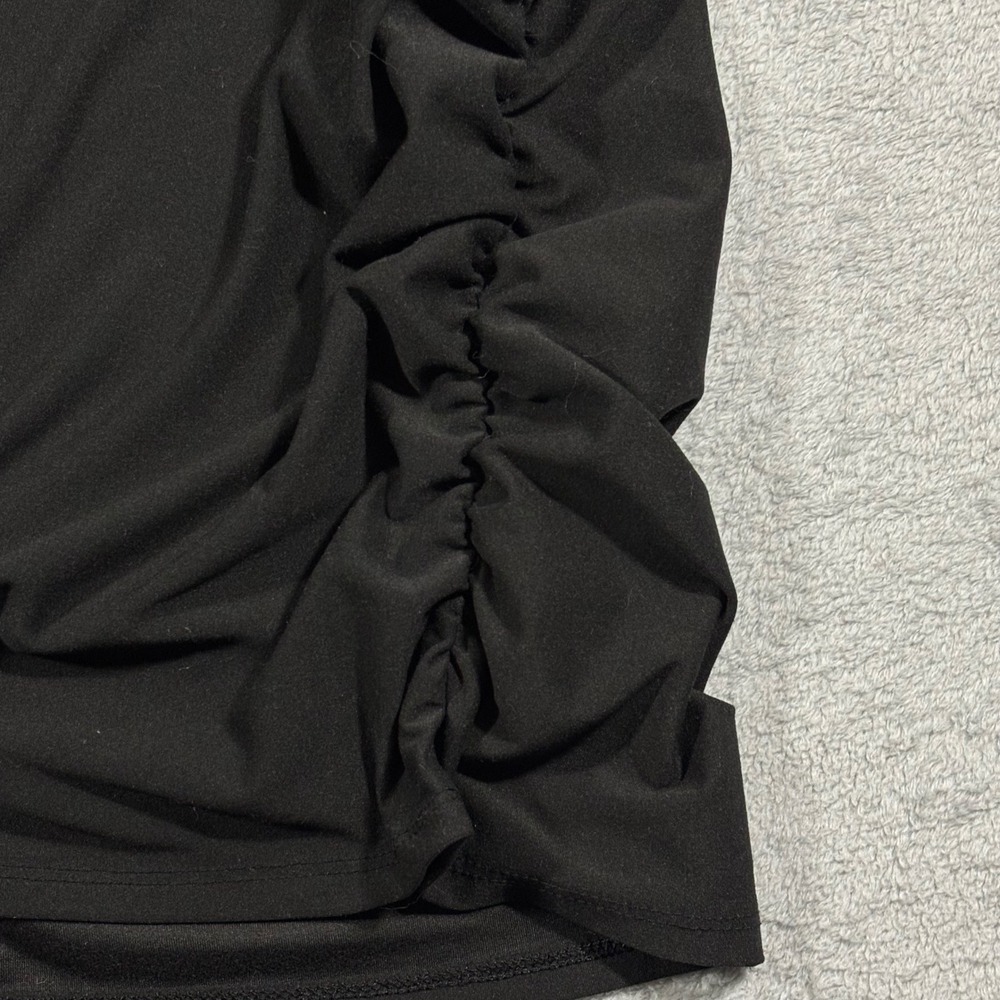 Time and Tru Maternity Top Womens XXL Black V-Neck Ruched Short Sleeve Shirt - Picture 5 of 11